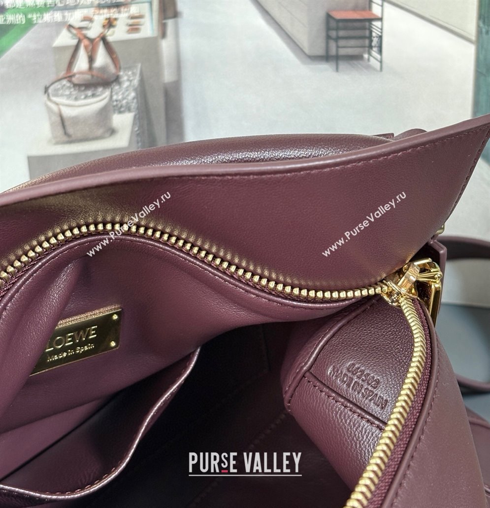 Loewe Small Featherlight Puzzle bag in nappa lambskin Dark Burgundy 2025 (YS-250925012)