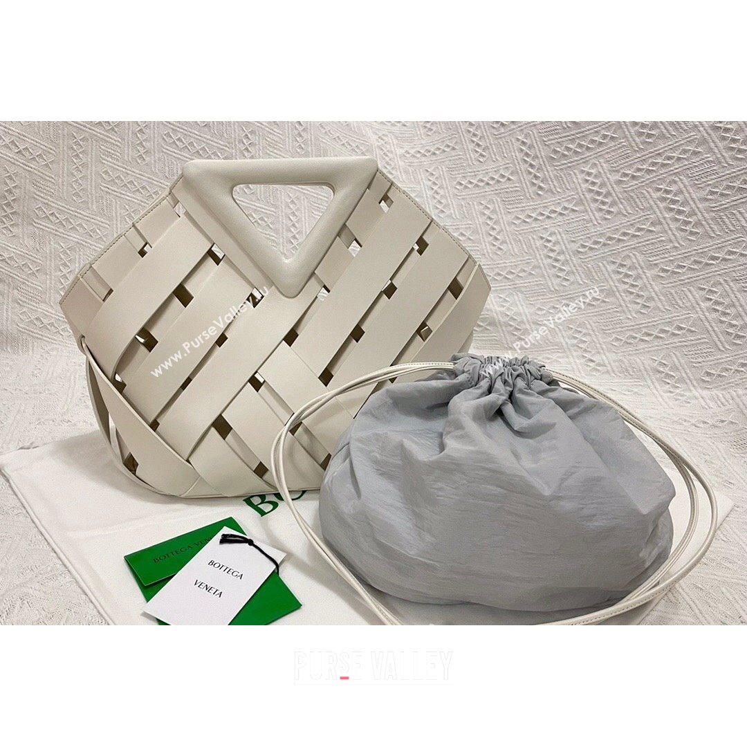 Bottega Veneta Medium Point Bag in Woven Calfskin White 2021 (MS-21091123)