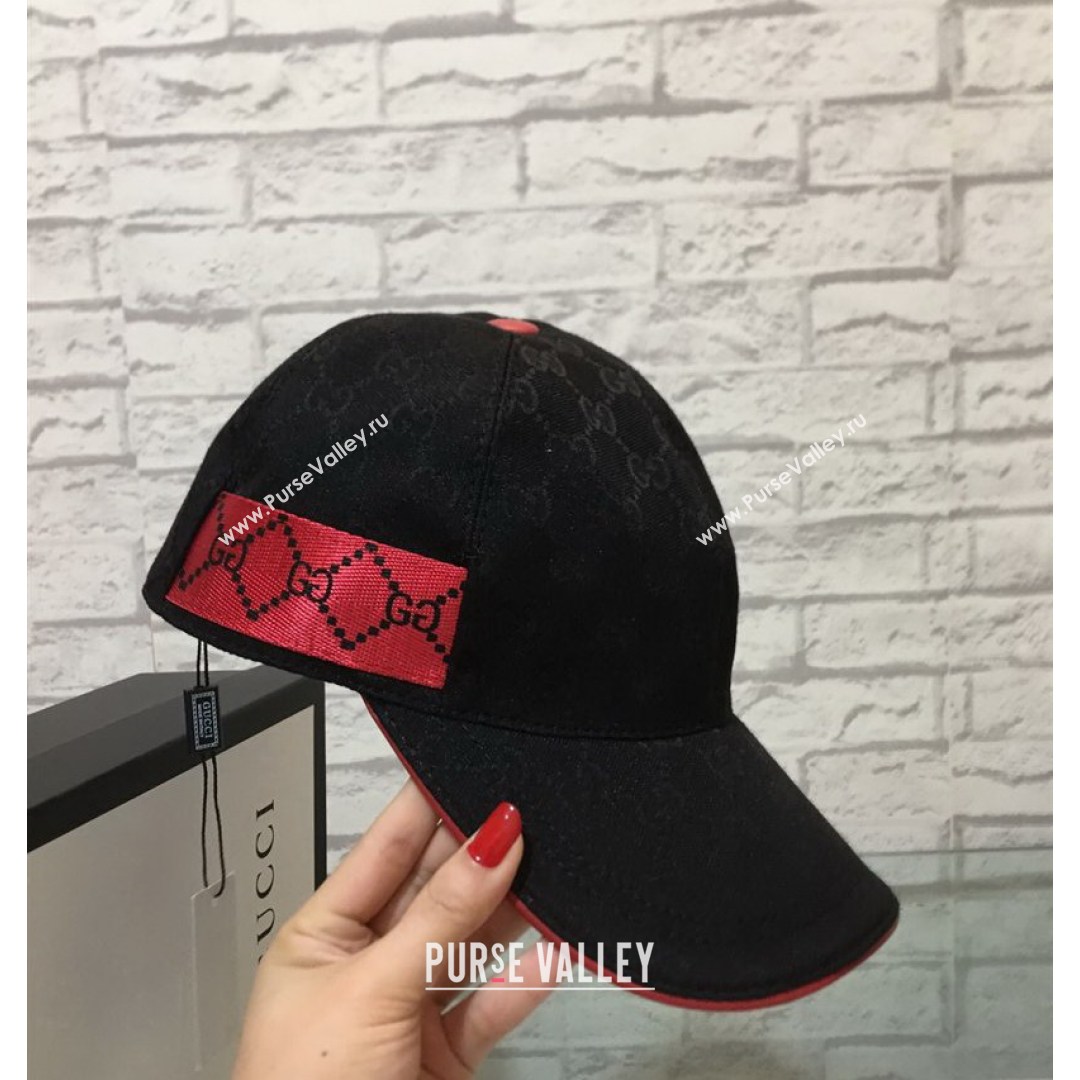 Gucci GG Baseball Hat Black/Red 2021 (MAO-21081938)