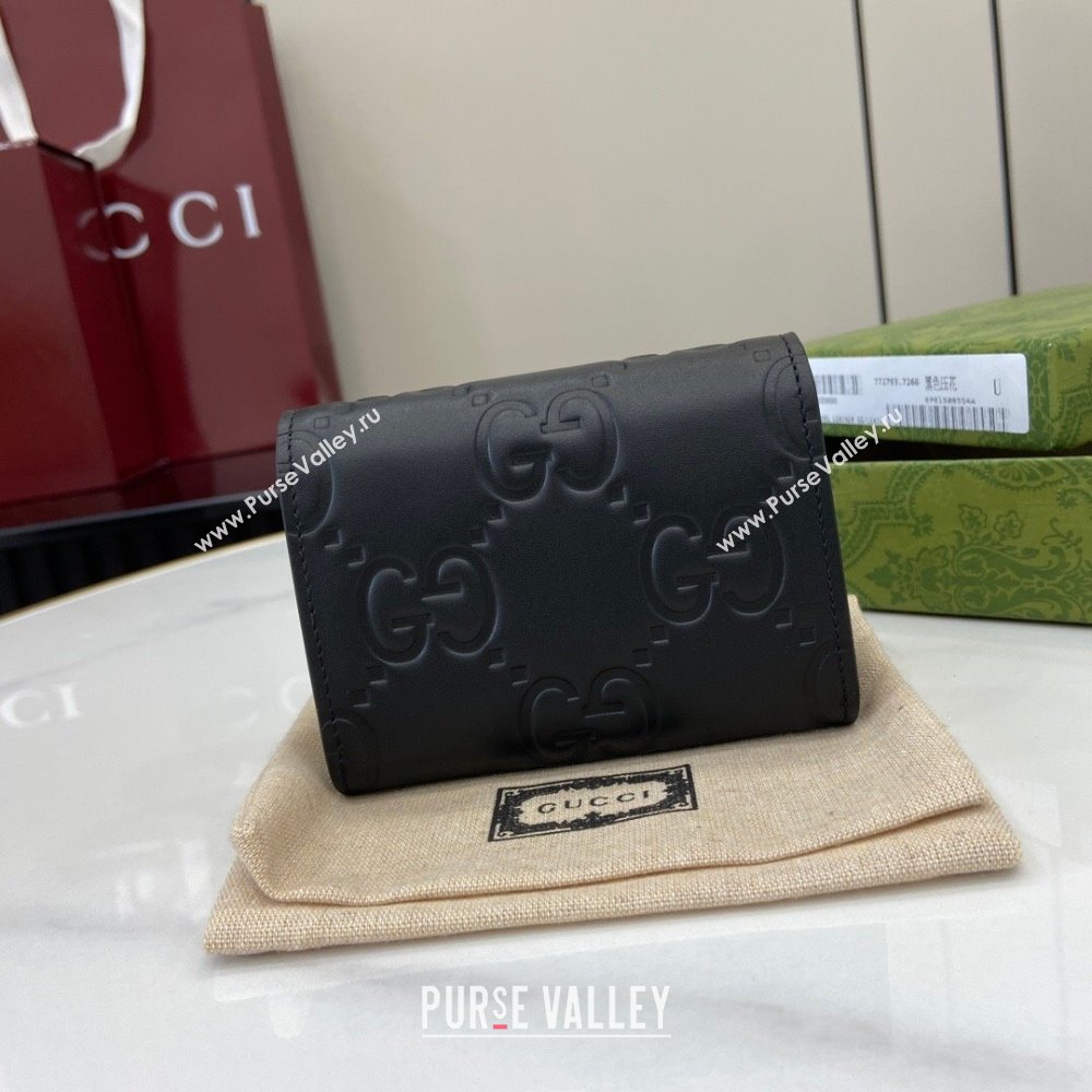 Gucci GG Medium Wallet in Black GG Leather 790131 2024 (XLU-24093023)