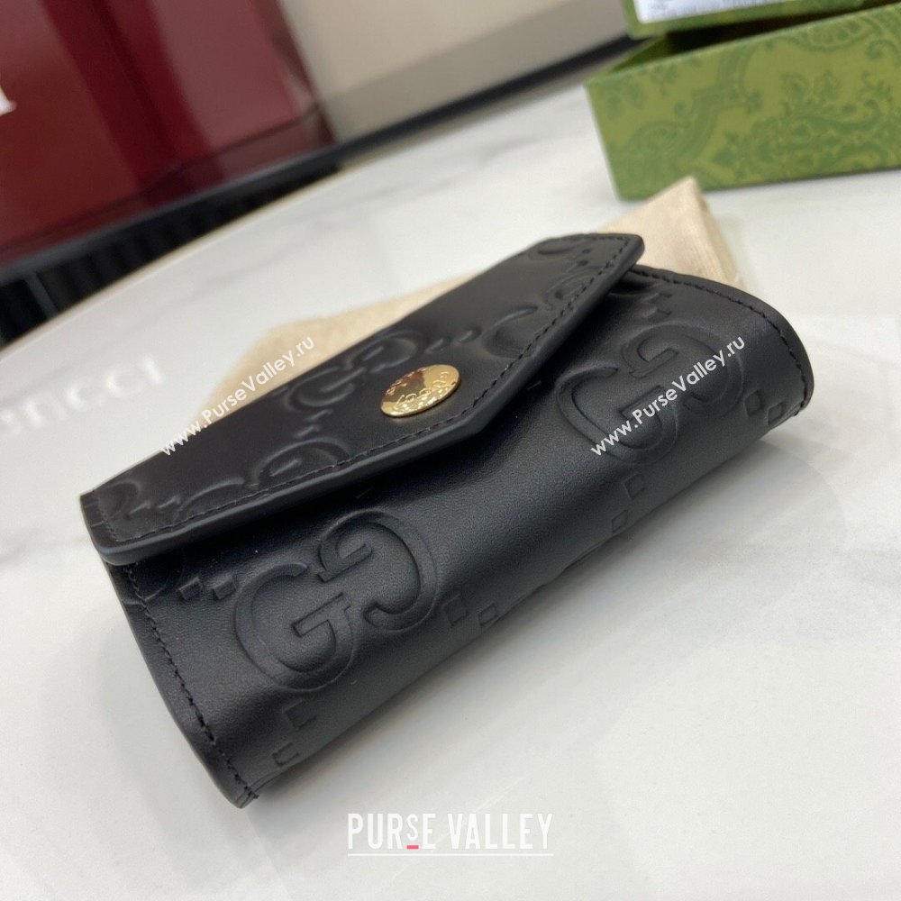 Gucci GG Medium Wallet in Black GG Leather 790131 2024 (XLU-24093023)