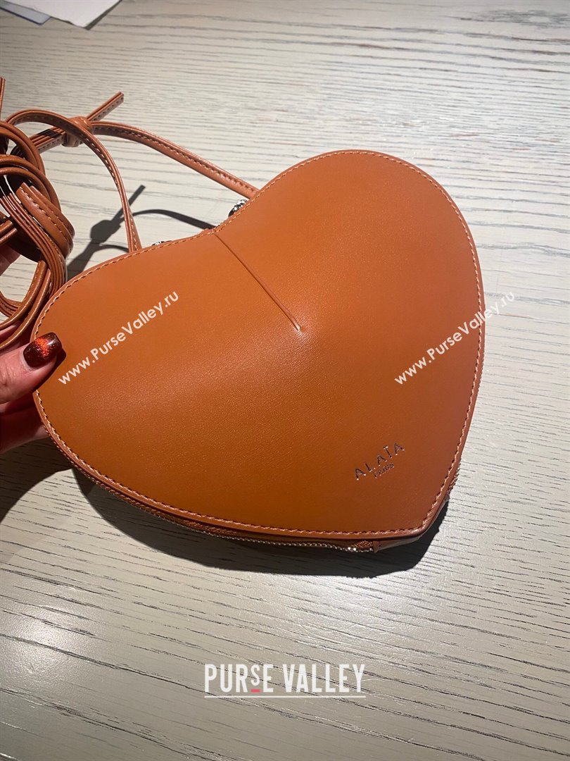 Alaia Le Cœur Heart Bag in Calfskin Brown 2024 (SS-24042312)