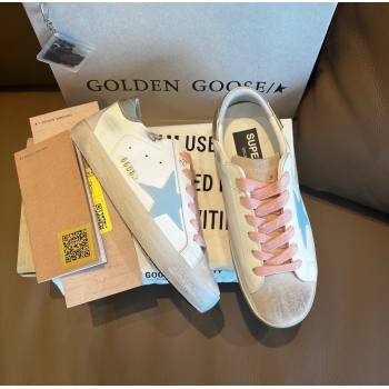 Golden Goose GGDB Super-Star Leather Sneakers White/Blue/Pink 2024 (SS-24030401)