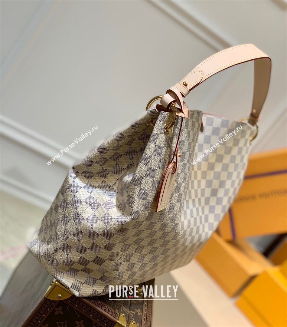 Louis Vuitton Graceful MM Hobo Bag in Damier Azur Canvas N42233 White 2022 (K-220304051)