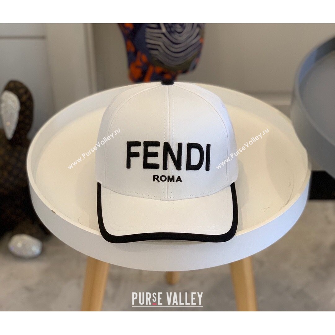 Fendi Embroidered Baseball Hat Black/White 2021 (MAO-21081943)