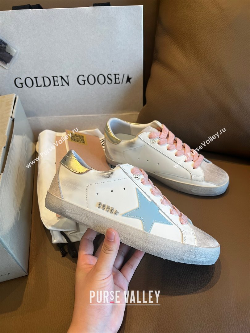 Golden Goose GGDB Super-Star Leather Sneakers White/Blue/Pink 2024 (SS-24030401)