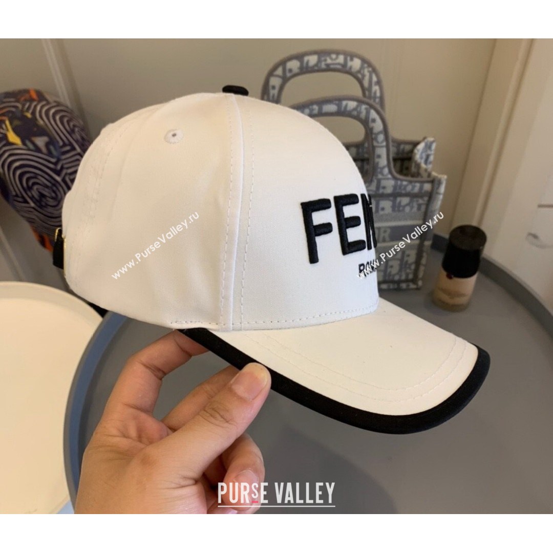 Fendi Embroidered Baseball Hat Black/White 2021 (MAO-21081943)