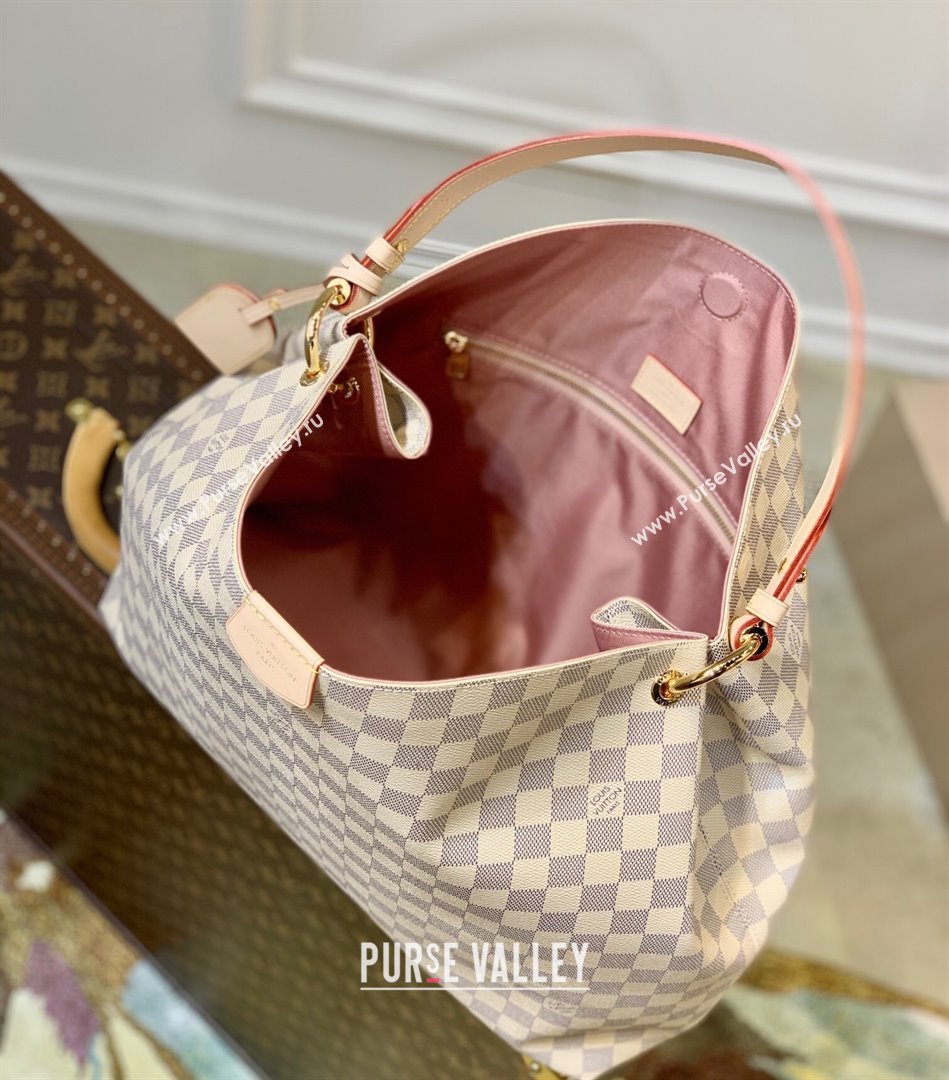 Louis Vuitton Graceful MM Hobo Bag in Damier Azur Canvas N42233 White 2022 (K-220304051)