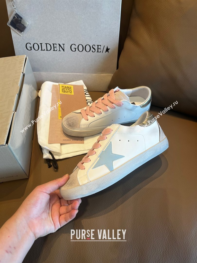Golden Goose GGDB Super-Star Leather Sneakers White/Blue/Pink 2024 (SS-24030401)