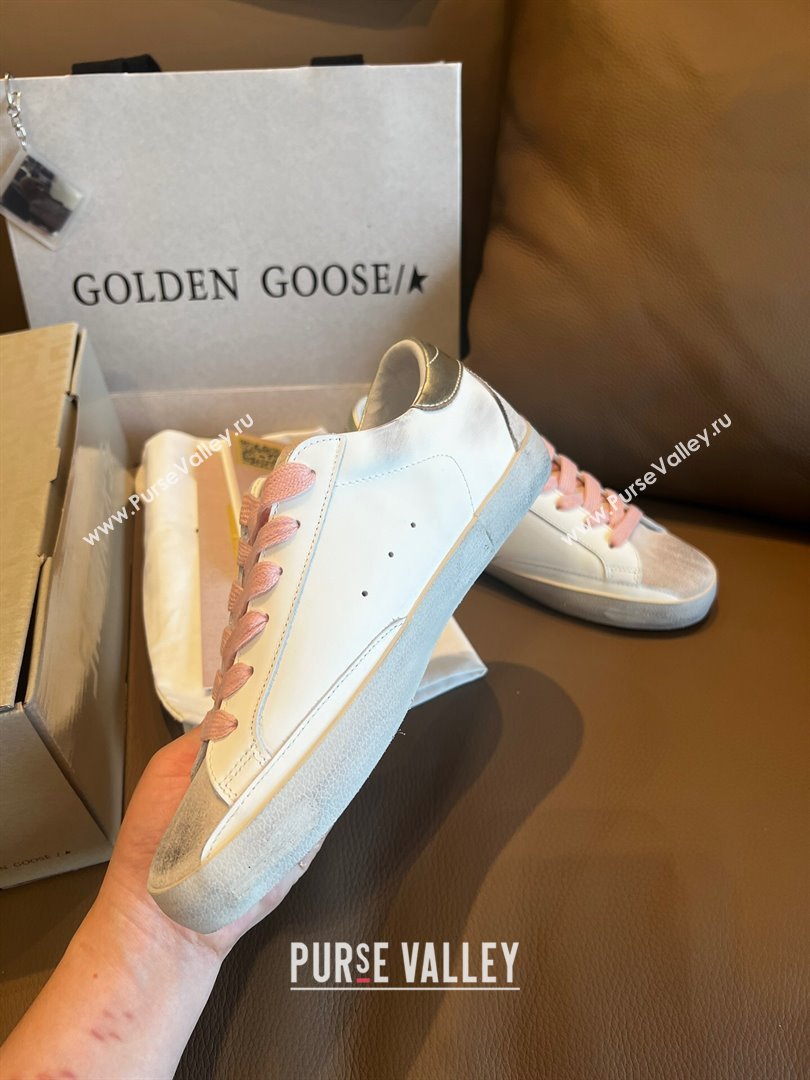 Golden Goose GGDB Super-Star Leather Sneakers White/Blue/Pink 2024 (SS-24030401)