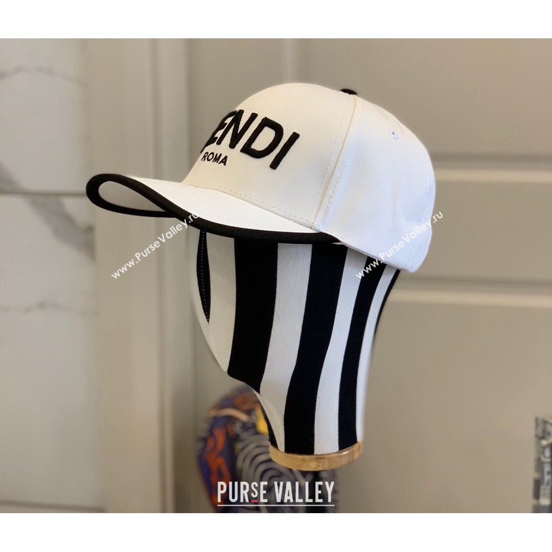 Fendi Embroidered Baseball Hat Black/White 2021 (MAO-21081943)