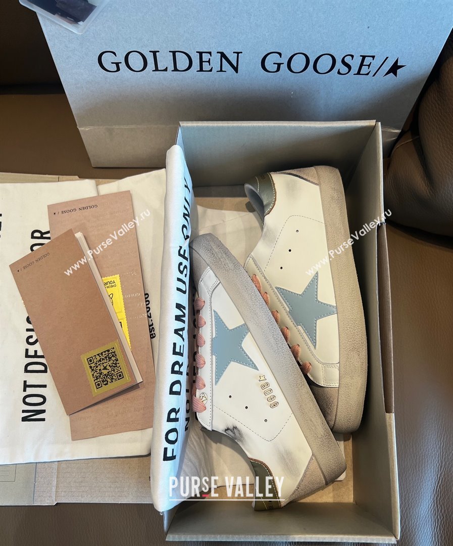 Golden Goose GGDB Super-Star Leather Sneakers White/Blue/Pink 2024 (SS-24030401)