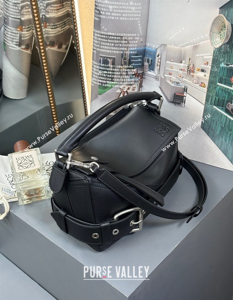 Loewe Small Puzzle Biker bag in shiny calfskin Black 2025 0925 (YS-250925024)