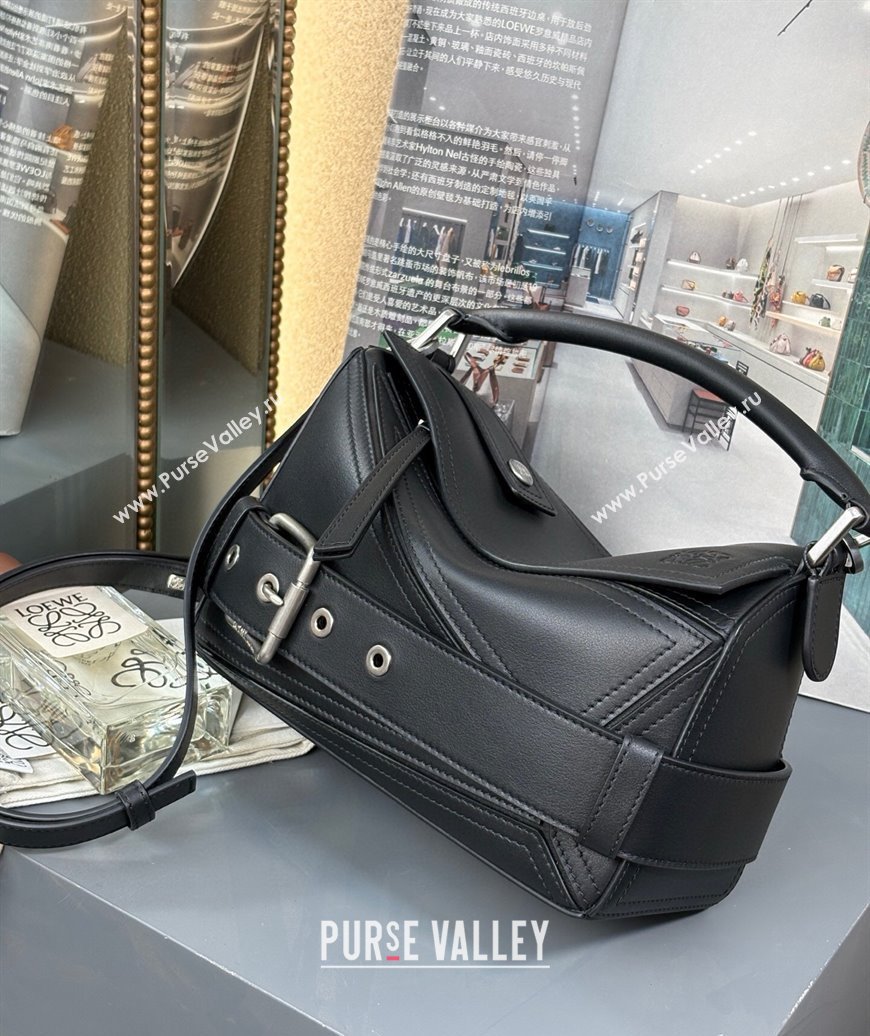 Loewe Small Puzzle Biker bag in shiny calfskin Black 2025 0925 (YS-250925024)