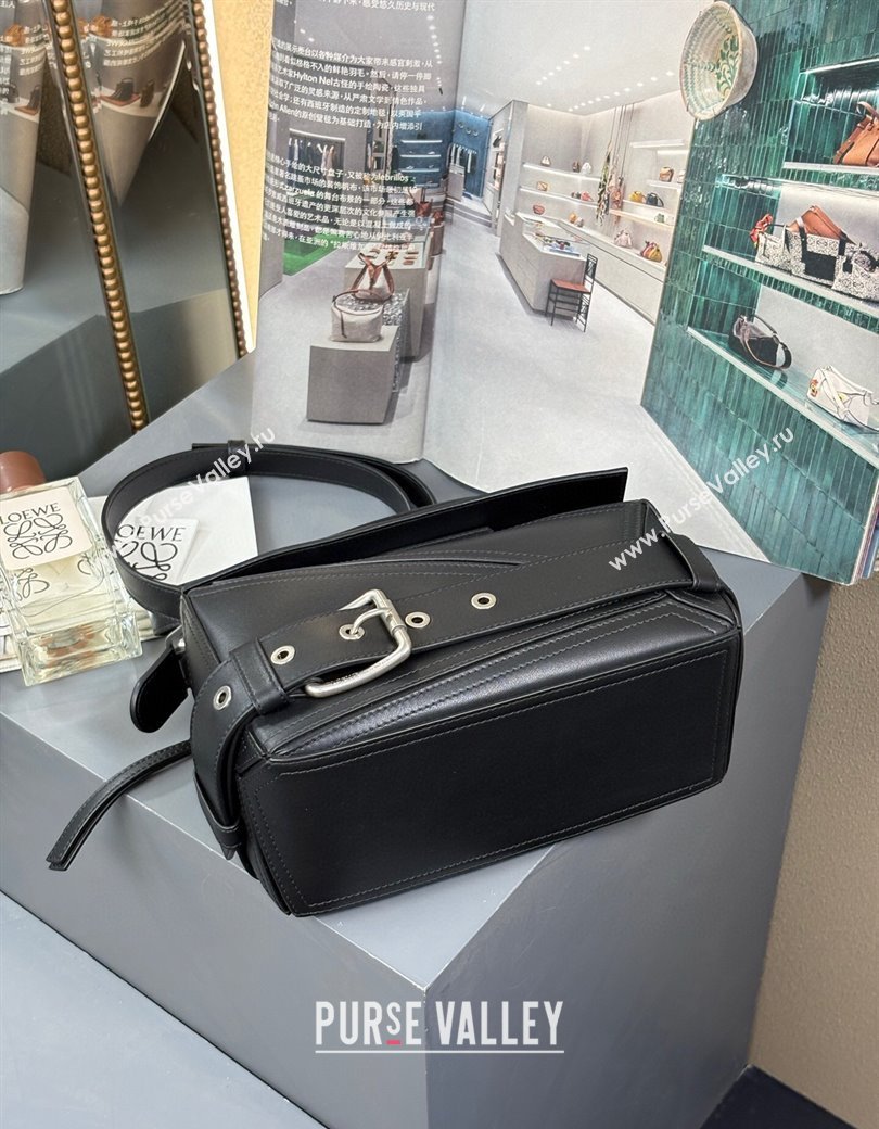 Loewe Small Puzzle Biker bag in shiny calfskin Black 2025 0925 (YS-250925024)
