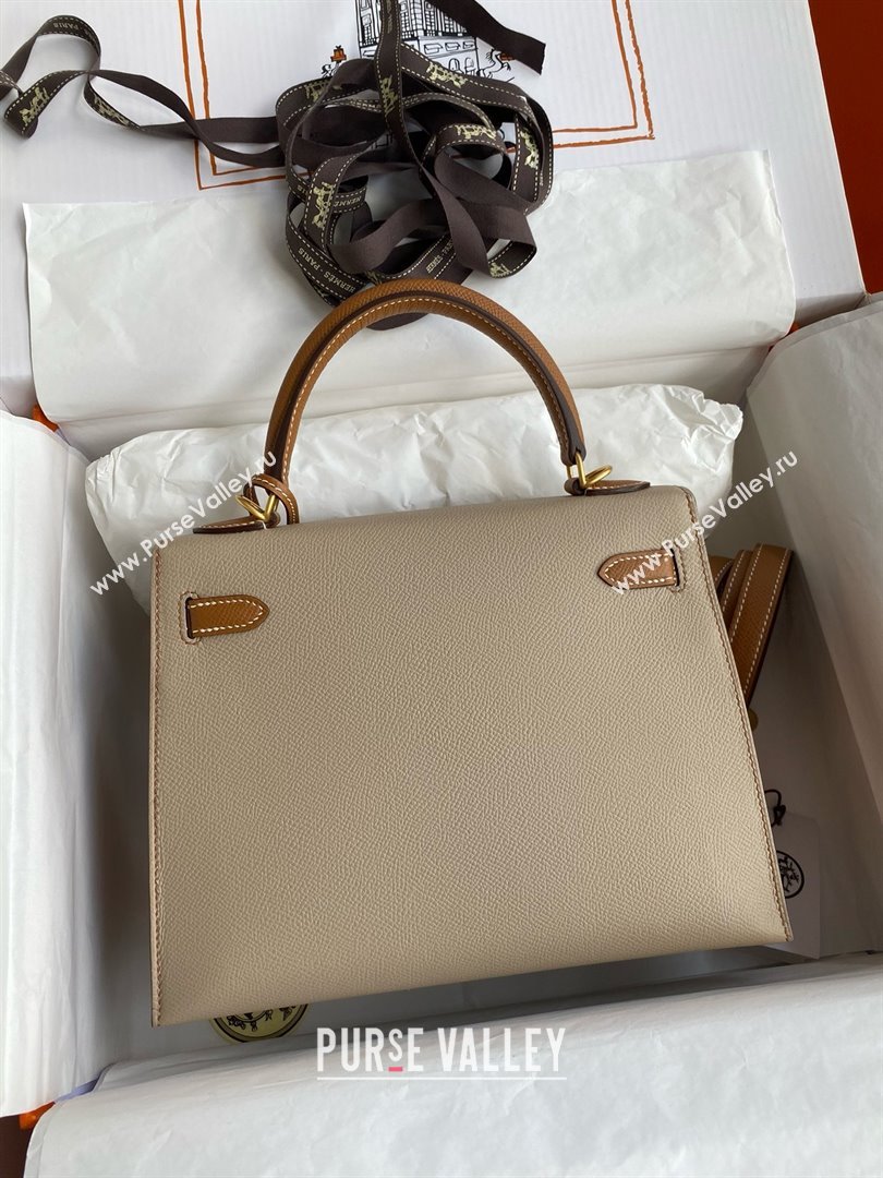 Hermes Kelly 25/28/32cm Bag in Original Epsom Leather Trench Grey/Brown/Gold 2025 (Full Handmand) (XYA-25021805)