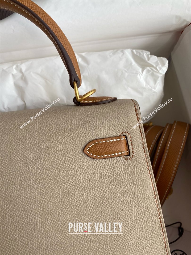 Hermes Kelly 25/28/32cm Bag in Original Epsom Leather Trench Grey/Brown/Gold 2025 (Full Handmand) (XYA-25021805)