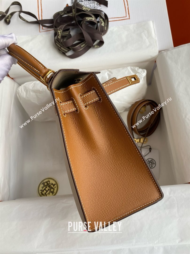 Hermes Kelly 25/28/32cm Bag in Original Epsom Leather Trench Grey/Brown/Gold 2025 (Full Handmand) (XYA-25021805)