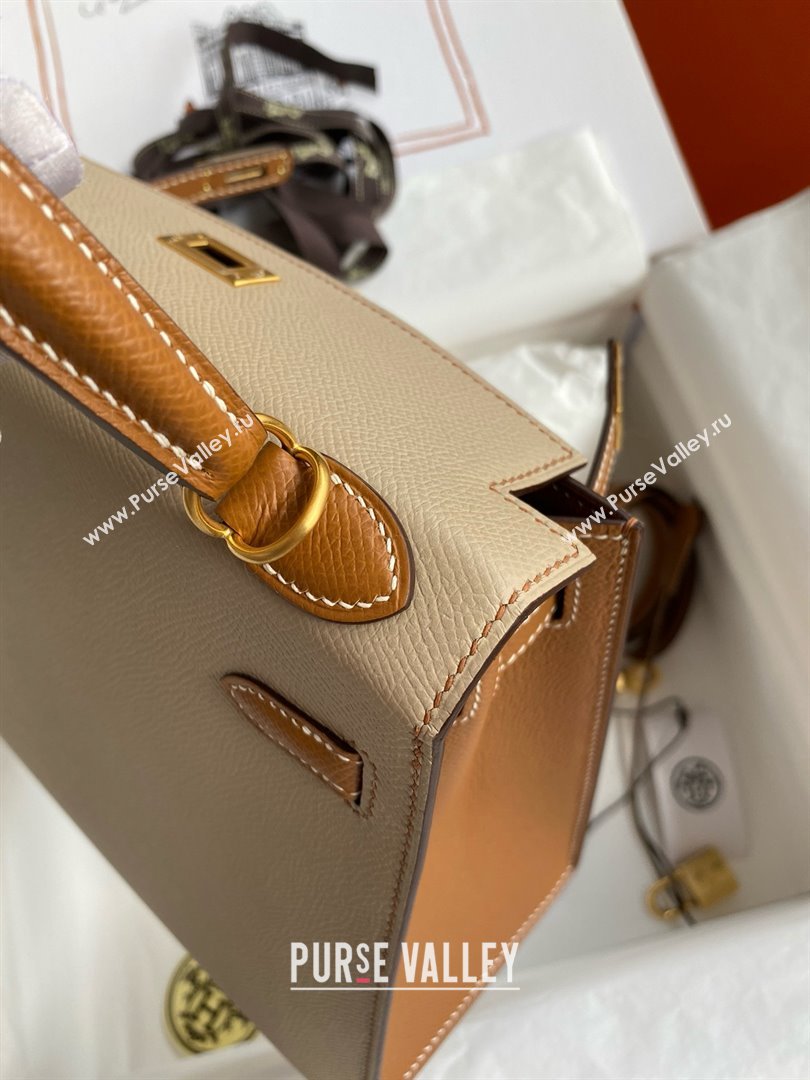 Hermes Kelly 25/28/32cm Bag in Original Epsom Leather Trench Grey/Brown/Gold 2025 (Full Handmand) (XYA-25021805)