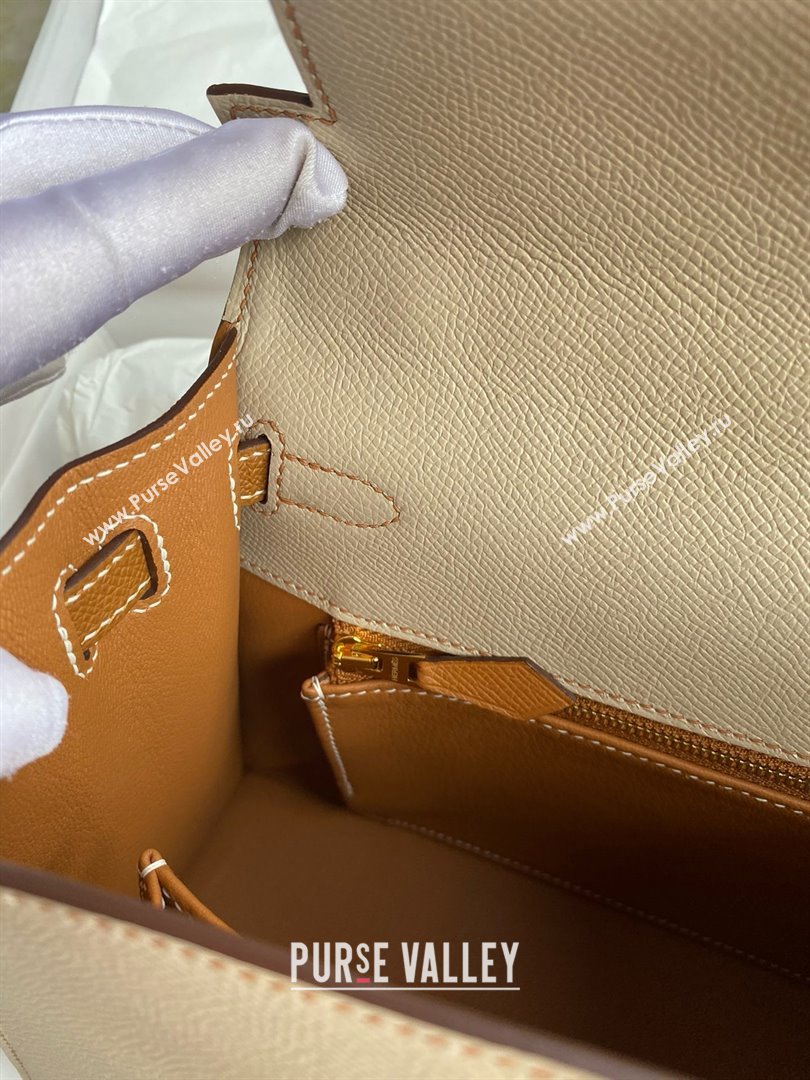 Hermes Kelly 25/28/32cm Bag in Original Epsom Leather Trench Grey/Brown/Gold 2025 (Full Handmand) (XYA-25021805)
