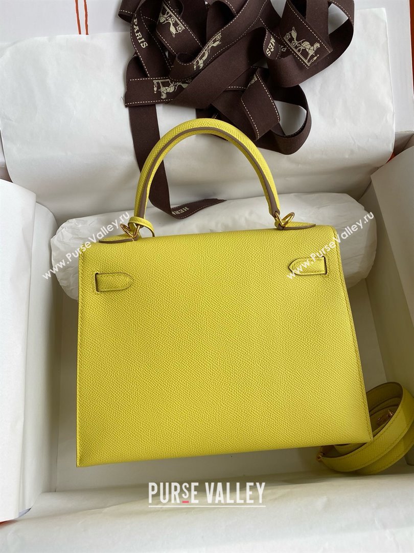Hermes Kelly 25/28/32cm Bag in Original Epsom Leather Lemon Yellow/Gold 2025 (Full Handmand) (XYA-25021808)