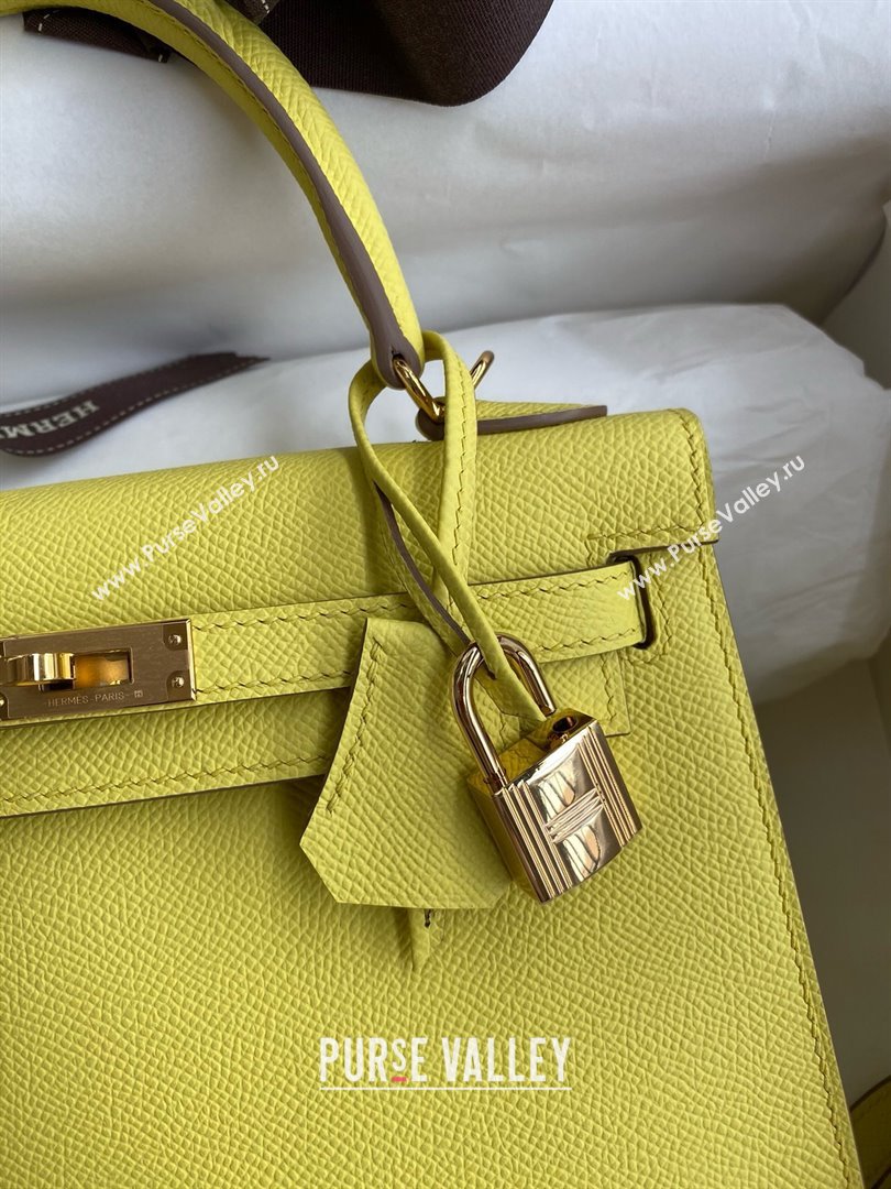 Hermes Kelly 25/28/32cm Bag in Original Epsom Leather Lemon Yellow/Gold 2025 (Full Handmand) (XYA-25021808)