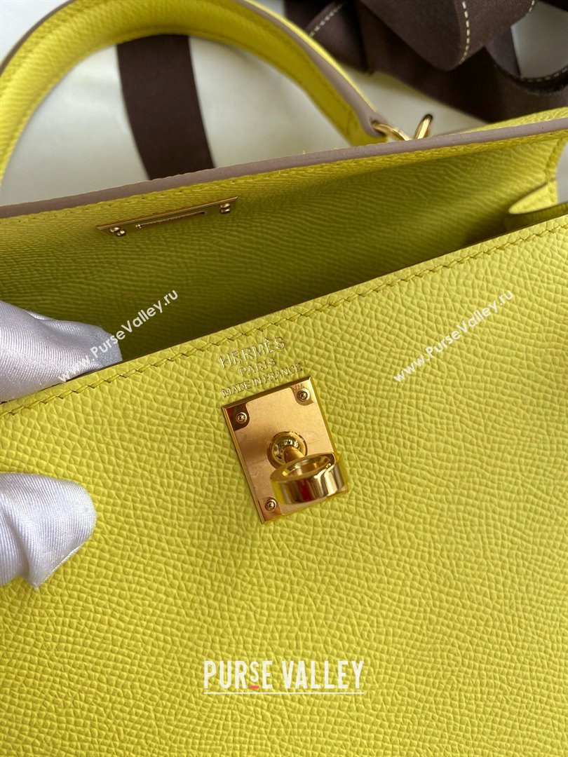 Hermes Kelly 25/28/32cm Bag in Original Epsom Leather Lemon Yellow/Gold 2025 (Full Handmand) (XYA-25021808)