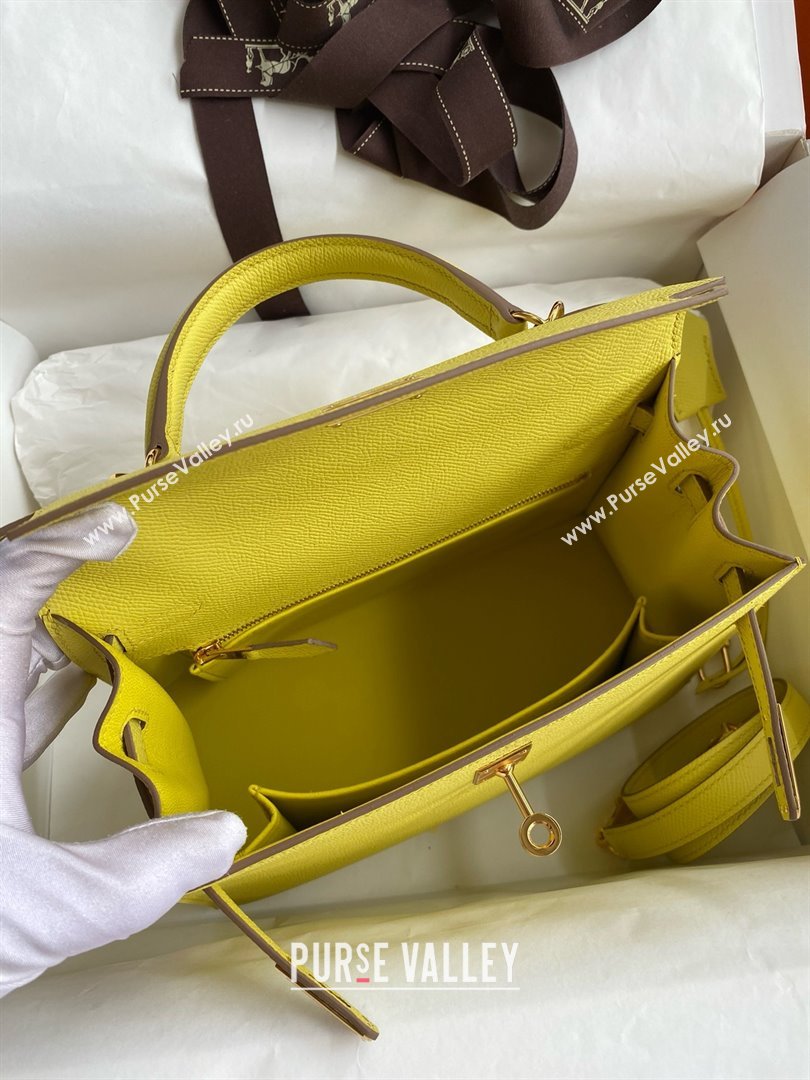 Hermes Kelly 25/28/32cm Bag in Original Epsom Leather Lemon Yellow/Gold 2025 (Full Handmand) (XYA-25021808)