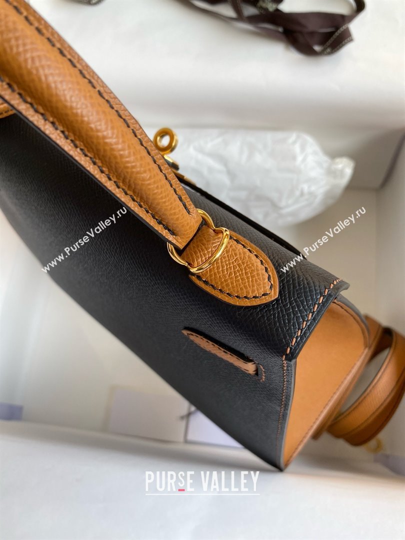Hermes Kelly 25/28/32cm Bag in Original Epsom Leather Black/Brown/Gold 2025 (Full Handmand) (XYA-25021801)