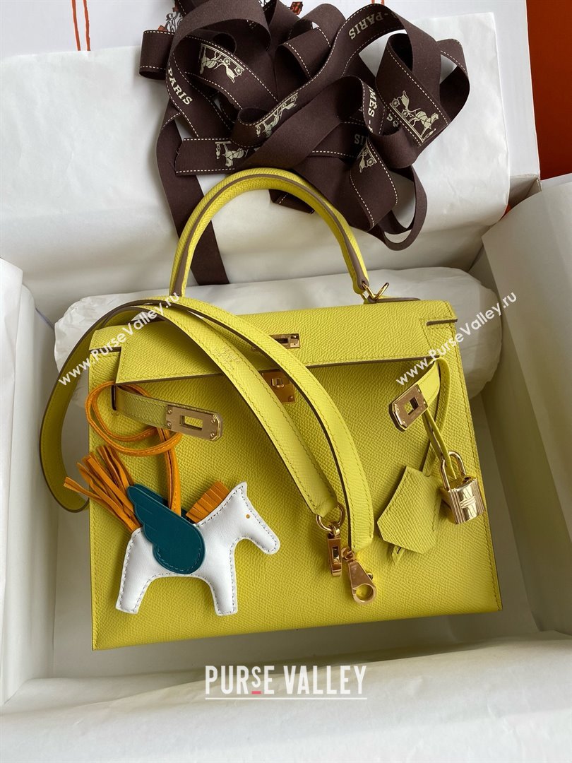 Hermes Kelly 25/28/32cm Bag in Original Epsom Leather Lemon Yellow/Gold 2025 (Full Handmand) (XYA-25021808)