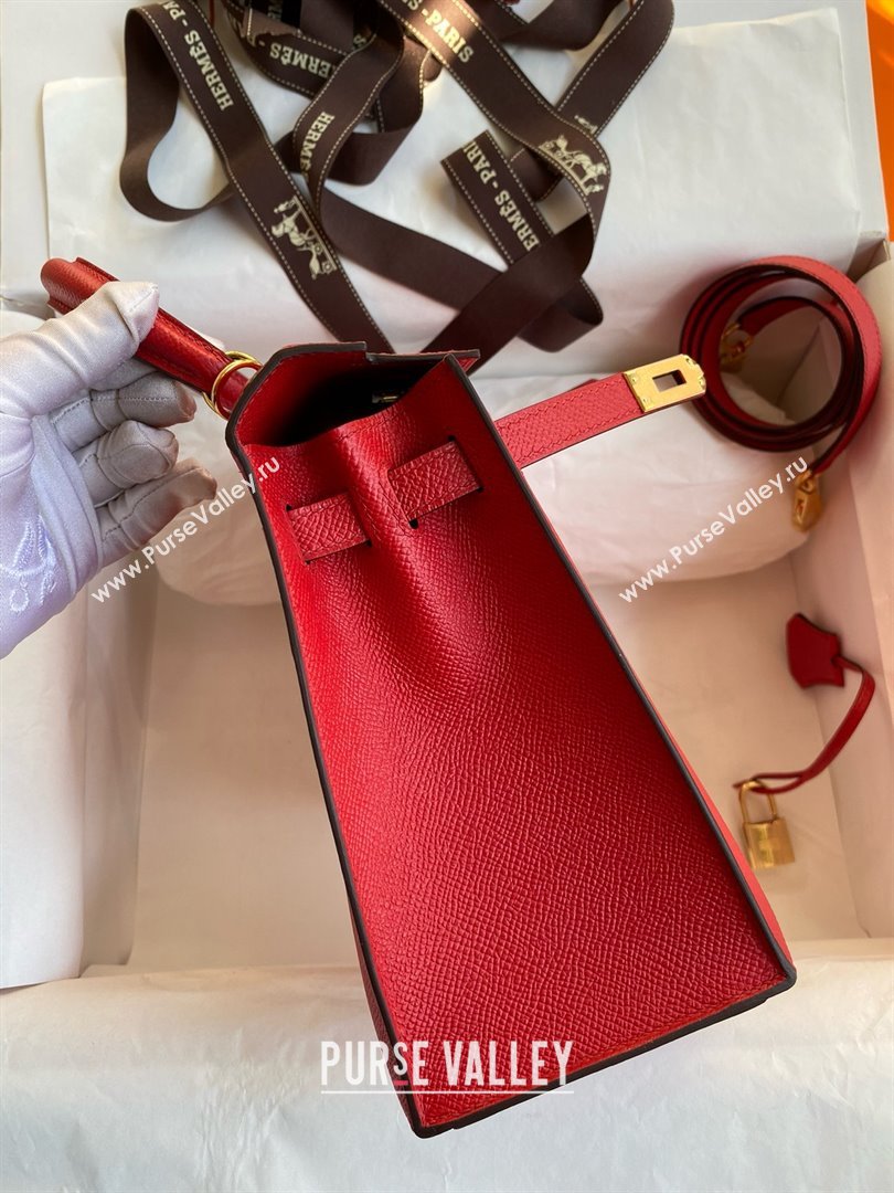 Hermes Kelly 25/28/32cm Bag in Original Epsom Leather Flag Red/Gold 2025 (Full Handmand) (XYA-25021813)