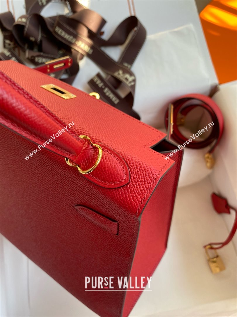 Hermes Kelly 25/28/32cm Bag in Original Epsom Leather Flag Red/Gold 2025 (Full Handmand) (XYA-25021813)