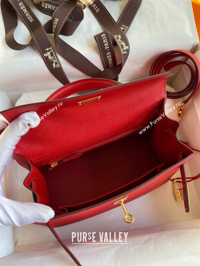 Hermes Kelly 25/28/32cm Bag in Original Epsom Leather Flag Red/Gold 2025 (Full Handmand) (XYA-25021813)