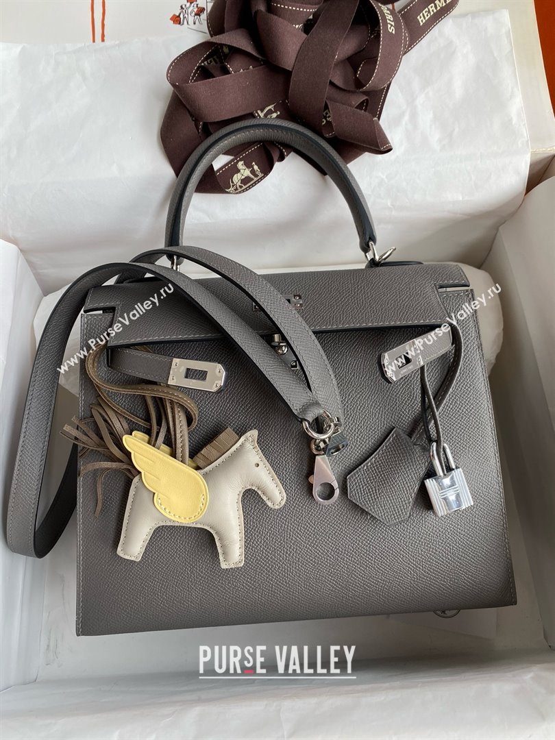 Hermes Kelly 25/28/32cm Bag in Original Epsom Leather Cumulonimbus Grey/Silver 2025 (Full Handmand) (XYA-25021818)