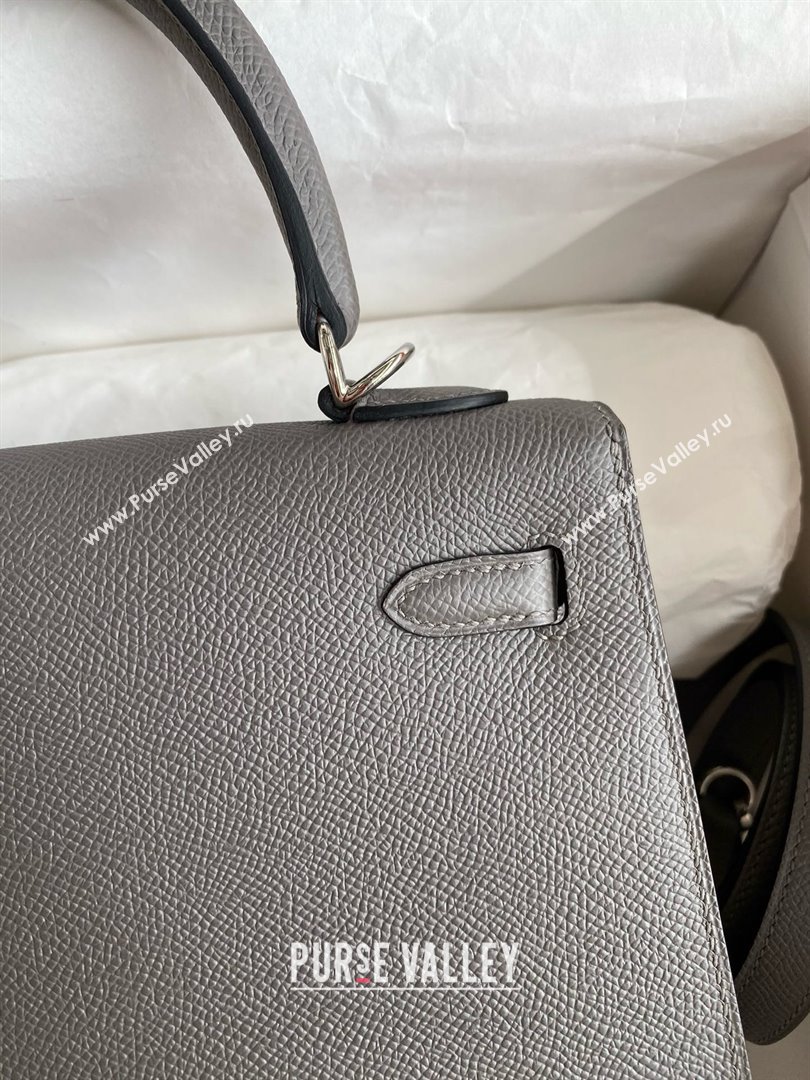 Hermes Kelly 25/28/32cm Bag in Original Epsom Leather Cumulonimbus Grey/Silver 2025 (Full Handmand) (XYA-25021818)