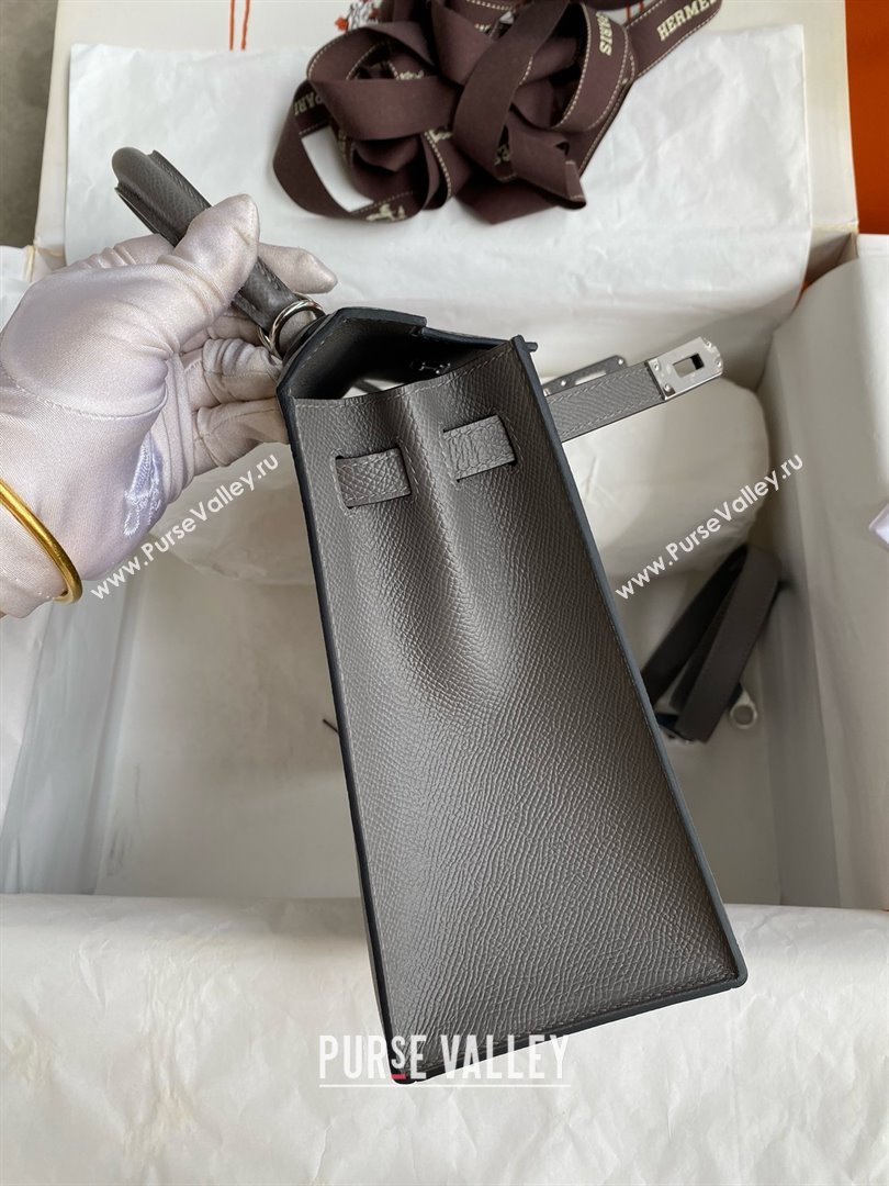 Hermes Kelly 25/28/32cm Bag in Original Epsom Leather Cumulonimbus Grey/Silver 2025 (Full Handmand) (XYA-25021818)