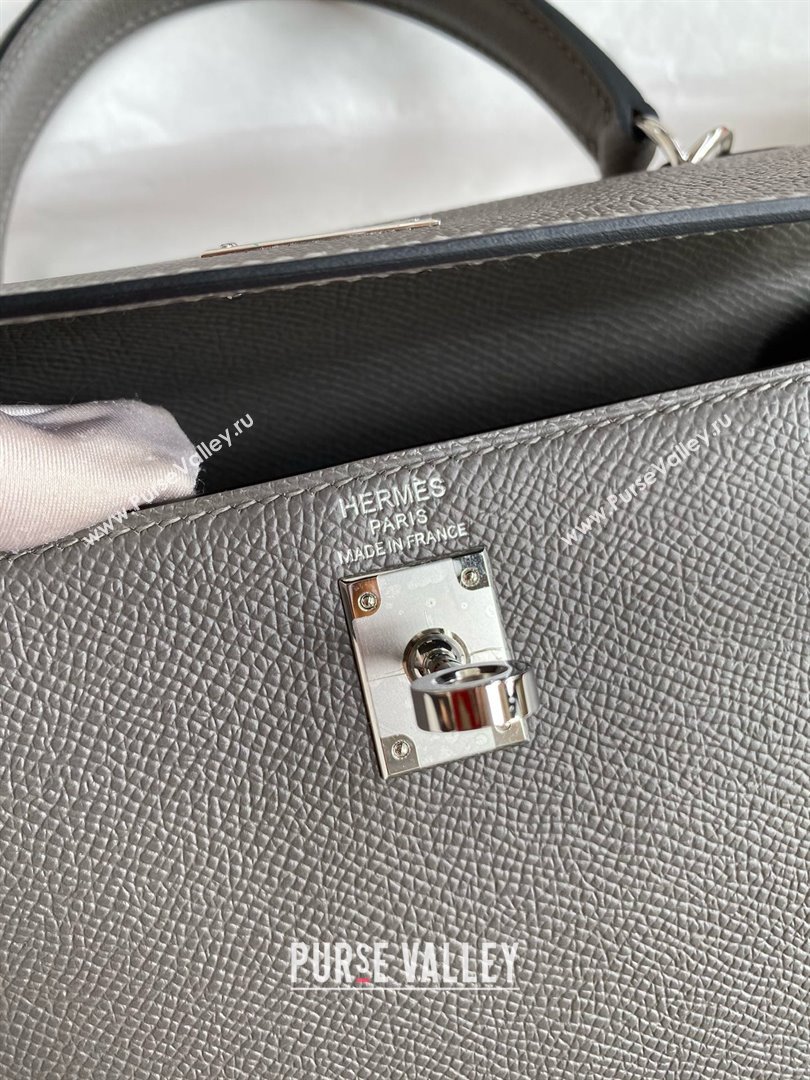 Hermes Kelly 25/28/32cm Bag in Original Epsom Leather Cumulonimbus Grey/Silver 2025 (Full Handmand) (XYA-25021818)