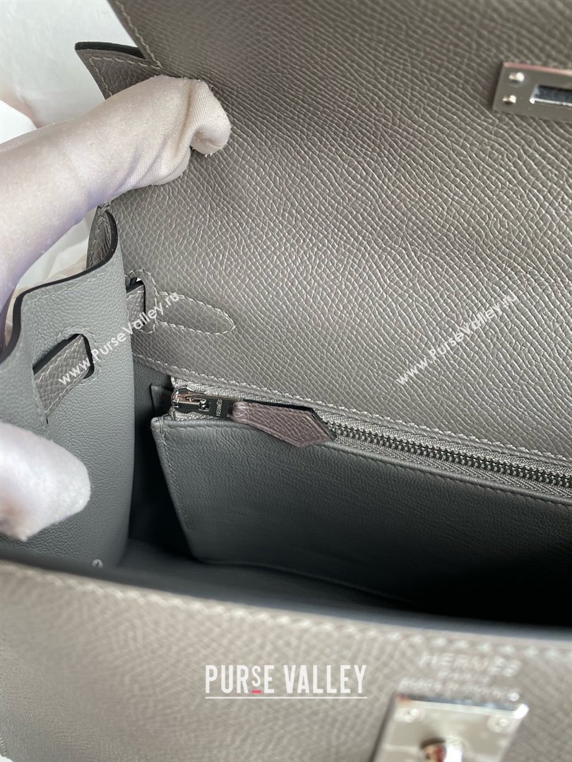 Hermes Kelly 25/28/32cm Bag in Original Epsom Leather Cumulonimbus Grey/Silver 2025 (Full Handmand) (XYA-25021818)