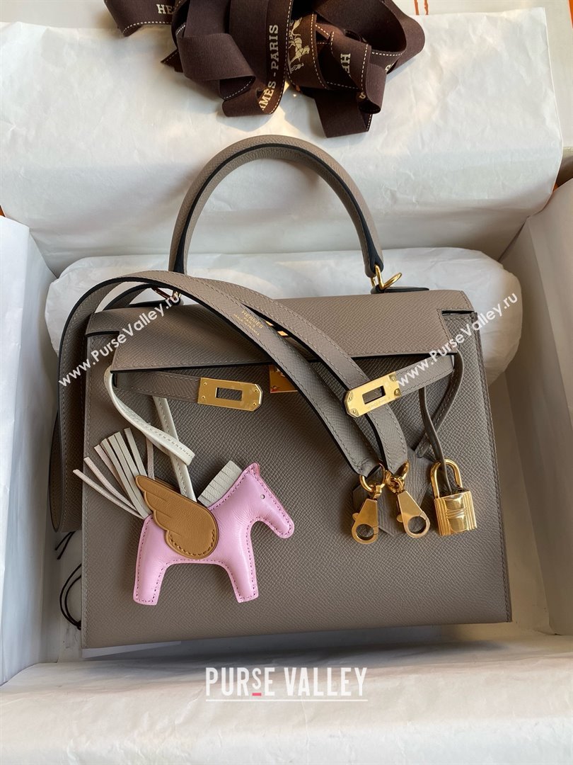 Hermes Kelly 25/28/32cm Bag in Original Epsom Leather Bitumen Grey/Gold 2025 (Full Handmand) (XYA-25021901)