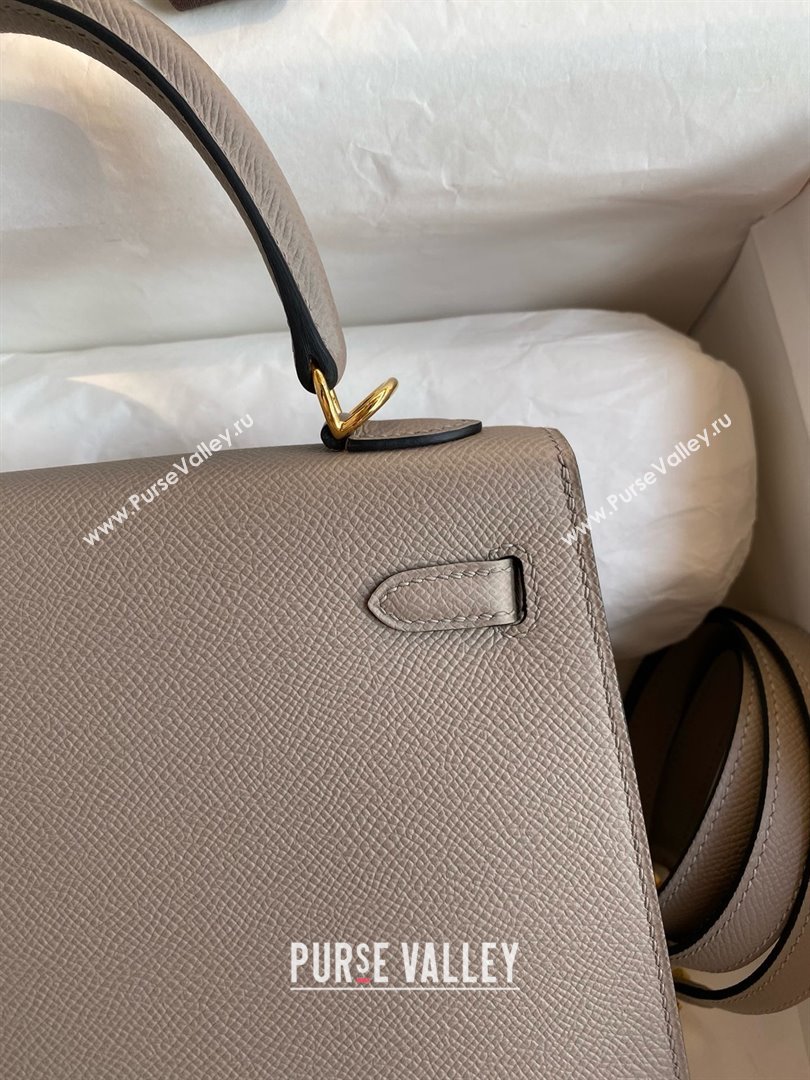 Hermes Kelly 25/28/32cm Bag in Original Epsom Leather Bitumen Grey/Gold 2025 (Full Handmand) (XYA-25021901)