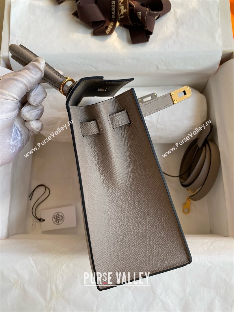 Hermes Kelly 25/28/32cm Bag in Original Epsom Leather Bitumen Grey/Gold 2025 (Full Handmand) (XYA-25021901)