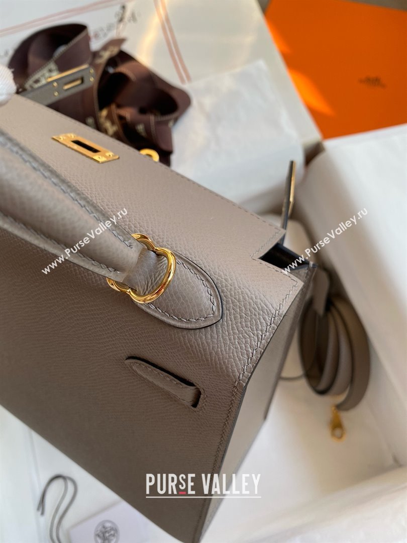 Hermes Kelly 25/28/32cm Bag in Original Epsom Leather Bitumen Grey/Gold 2025 (Full Handmand) (XYA-25021901)
