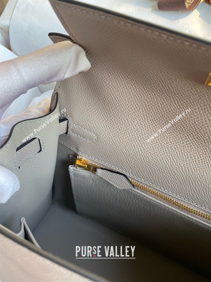 Hermes Kelly 25/28/32cm Bag in Original Epsom Leather Bitumen Grey/Gold 2025 (Full Handmand) (XYA-25021901)