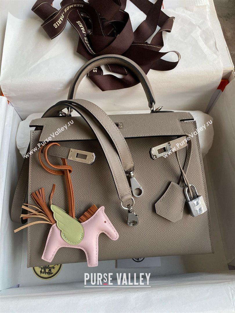 Hermes Kelly 25/28/32cm Bag in Original Epsom Leather Bitumen Grey/Silver 2025 (Full Handmand) (XYA-25021902)
