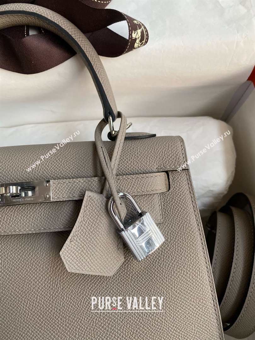 Hermes Kelly 25/28/32cm Bag in Original Epsom Leather Bitumen Grey/Silver 2025 (Full Handmand) (XYA-25021902)
