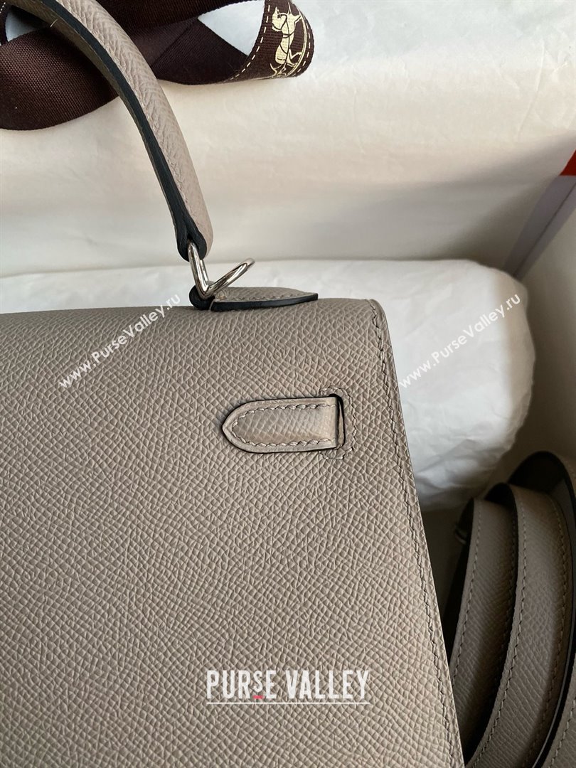 Hermes Kelly 25/28/32cm Bag in Original Epsom Leather Bitumen Grey/Silver 2025 (Full Handmand) (XYA-25021902)