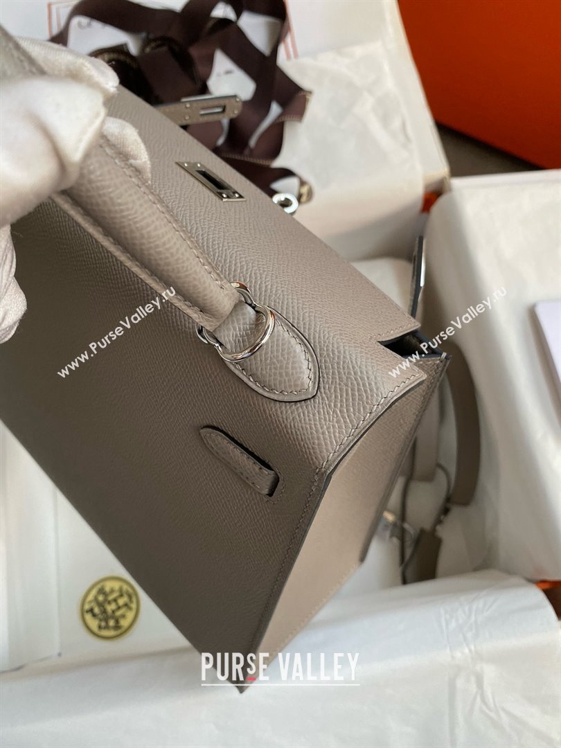 Hermes Kelly 25/28/32cm Bag in Original Epsom Leather Bitumen Grey/Silver 2025 (Full Handmand) (XYA-25021902)