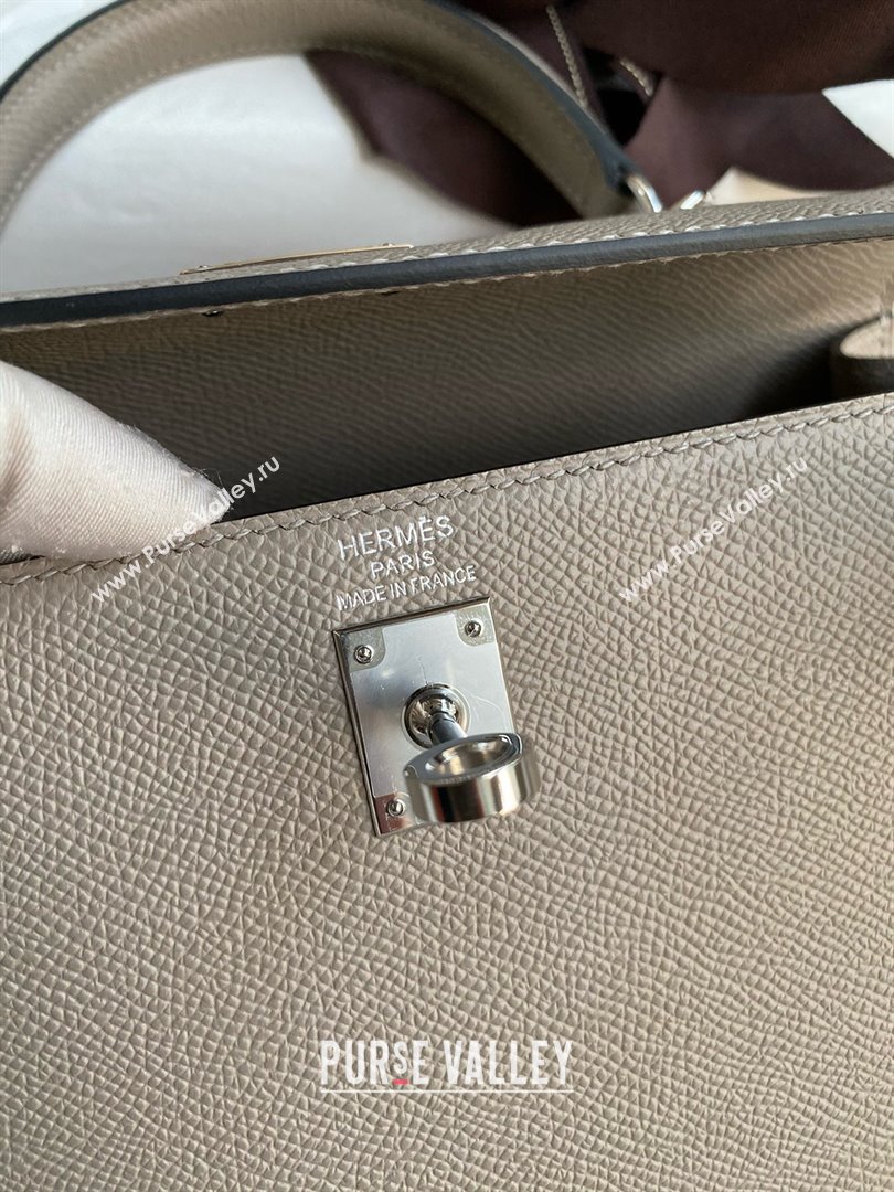 Hermes Kelly 25/28/32cm Bag in Original Epsom Leather Bitumen Grey/Silver 2025 (Full Handmand) (XYA-25021902)