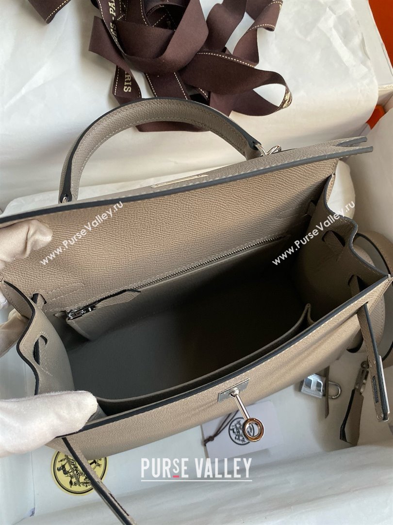 Hermes Kelly 25/28/32cm Bag in Original Epsom Leather Bitumen Grey/Silver 2025 (Full Handmand) (XYA-25021902)
