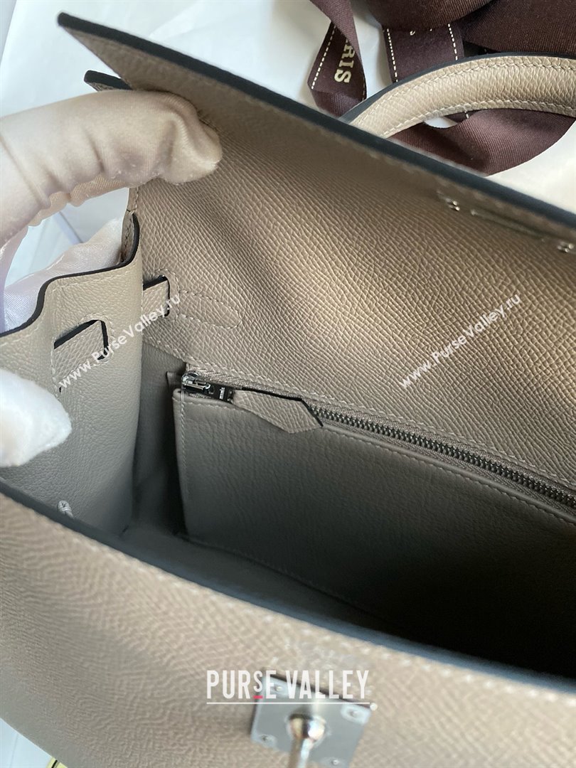 Hermes Kelly 25/28/32cm Bag in Original Epsom Leather Bitumen Grey/Silver 2025 (Full Handmand) (XYA-25021902)